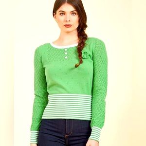 ModCloth Blutsgeschwister Parkside Pep Pointelle Eyelet Sweater Jumper Pullover